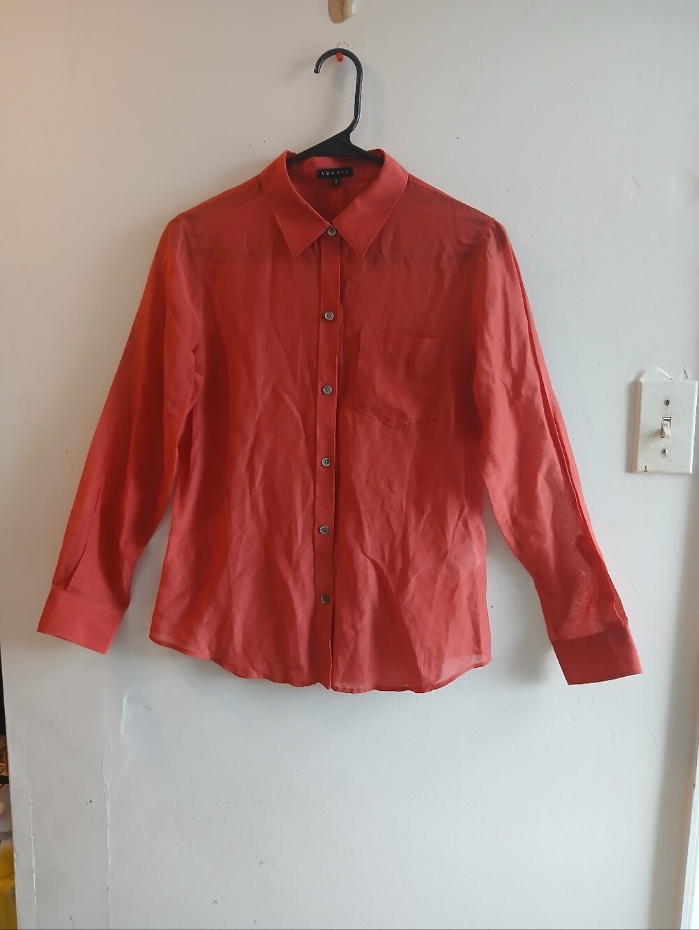 Theory Rust Red Button-Down Blouse